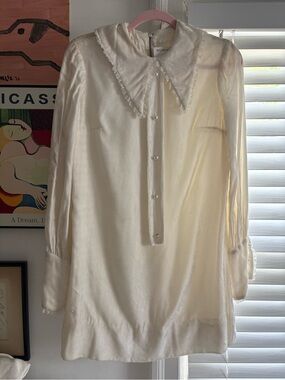 Vintage 1960s Velvet Long-Sleeve Lined Dress with Peter Pan Collar